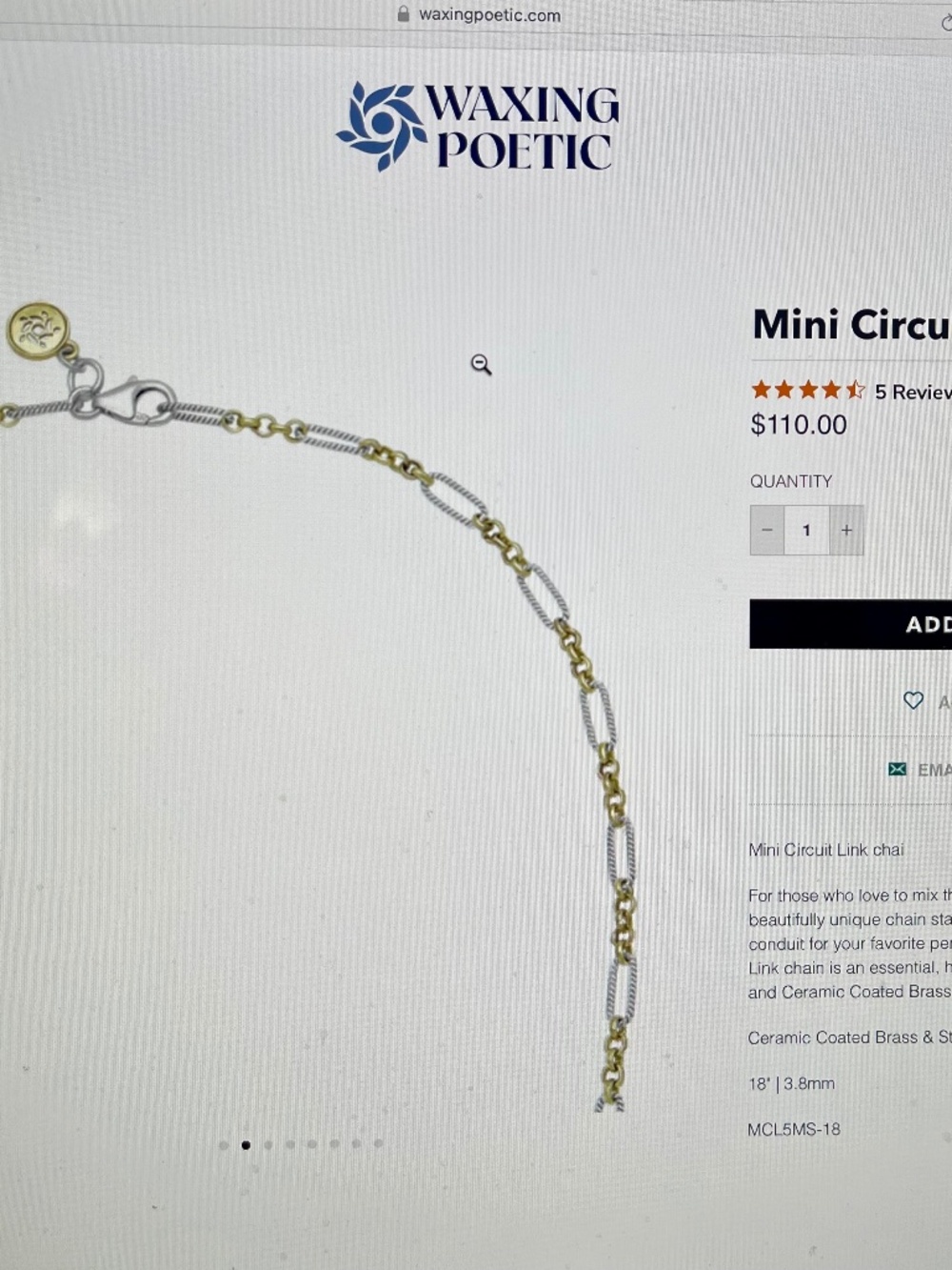 Waxing Poetic Mixed metal chain - Picture 2 of 4